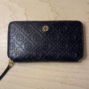 Tory Burch Monogram Leather Zip Continental Wallet